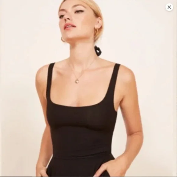 Reformation Rou Knit Black Midi Dress